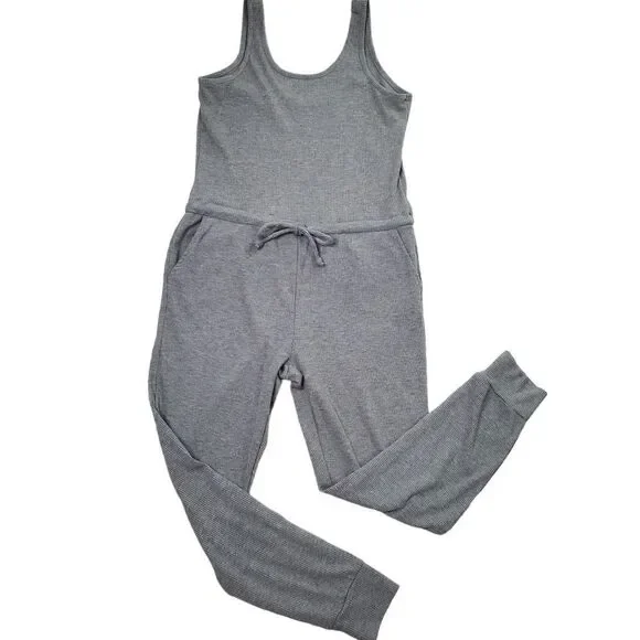 Chaser Cozy Rib Low Back Tank Jumpsuit Grey Size Small